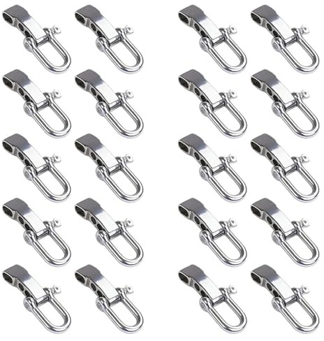 rieder 20Pcs Paracord Bracelet Shackle Buckle, Bow Anchor Shackle Clasp D Shackle Clip Adjustable for Survival Bracelet Silver