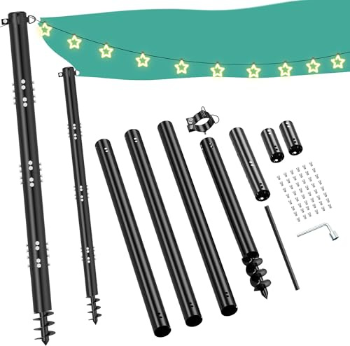 2 Pack Heavy Duty Shade Sail Poles 12Ft Sun Sail Posts Outdoor