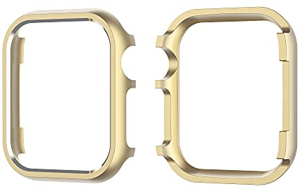 Glitterfodral metall skyddsfodral stötfångare kompatibel med Apple Watch 9, guld | Hölje i rostfritt stål, stöttåligt fodral, aluminium, skyddande fodral, klockfodral, kompatibelt med iWatch 41 mm serie 7/8/9