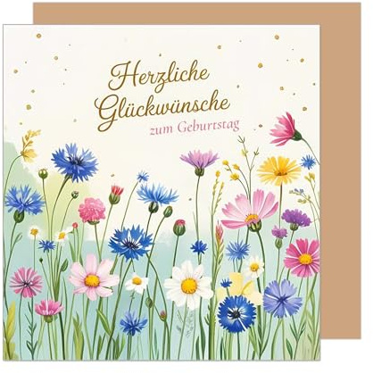 Edition Seidel Premium quadratische Geburtstagskarte mit Umschlag. Glückwunschkarte Herzliche Glückwunsche zum Geburtstag Karte für Mann Frau wünschen (GQ505 SW025)
