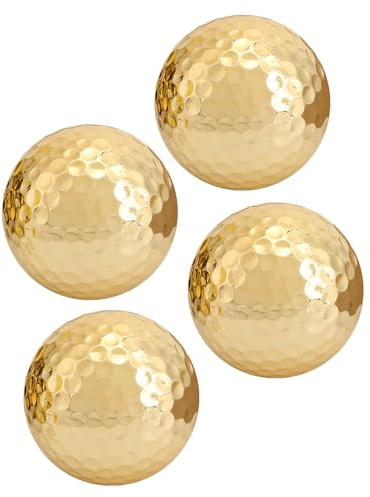 BuyWeek Golfball Goldene, 4 Stück Tragbar Golfbälle Doppelschichtvergoldung Golf Übungsbälle für Schaukelübungen Training und Langstreckenschüsse
