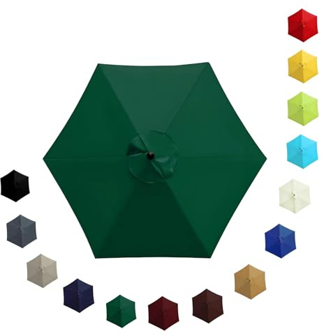 Replacement Parasol Canopy Waterproof, Large Weatherproof UV-Anti Patio Umbrella Fabric, Garden Outdoor Pool Beach Parasol Replacement Top Cover for 2.0m 2.30m 2.7m 3.0m 6/8 Ribs(Turquoise,3.0m/8 Arms