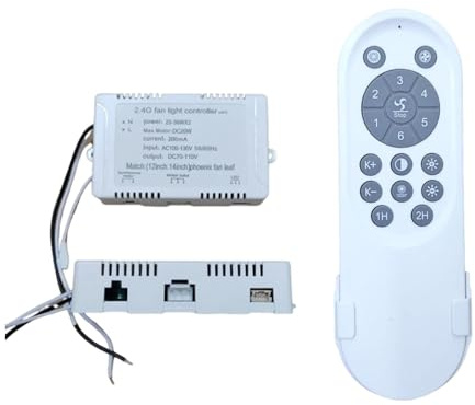 Qianly Telecomando per Ventilatore Da Soffitto 24v Controller Con Controllore, Telecomando Con Controllo a 6 Velocità, Adatto Alla Maggior Parte Dei Ventilatori Da Soffitto a Filo Basso Con Luci