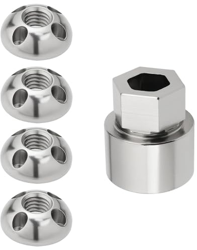 GIONAR 4PCS Ecrou Antivol M8 Tente de Toit, Antivol Tente de Toit(M8x1.25) | Kit d'écrou Antivol Tente de Toit, 4 Boulon Antivol M8 et 1 Clé Spéciale, pour Voitures, Motos, Vélos, Tentes de Toit