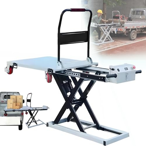Hydraulic Lift Table Cart,Electric Hydraulic Scissor Cart Lift Table, 300kg/660lbs Load, 100cm/40in Lifting Height, Electric Scaffolding Lift Platform Cart