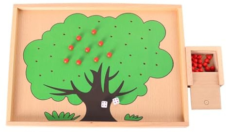 LLTCMYGS Montessori Math Teaching AIDS, Baby Wood Apple Tree Box Toy, Counting Toy