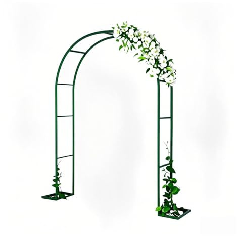 Arche de rose noire antirouille - Treillage de jardin pour plantes grimpantes - Arche de rose en métal 200/220/230 cm - Pergola décorative pour mariage, support de jardin, support de plante (vert, L