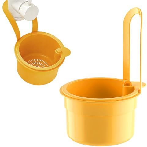 Colador de Fregadero Colgante, Cesta de Filtro para Fregadero, Colador de Plástico para Grifo Colgante con Cierre a Presión, Cocina para Lavar y Filtrar Alimentos en la Cocina - Amarillo