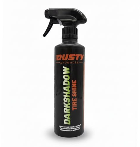 Dusty - Abrillantador de Plástico y Neumáticos Coche Moto | Restaurador Gomas Viejas Recupera Brillo | Renueva, Repara y Restaura Plásticos Exteriores Deteriorados o Blanquecinos | Dark shadow 500 ml