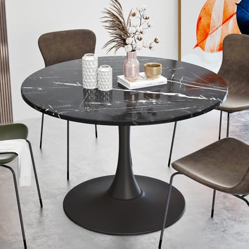 TWSOUL Runder Esstisch Kleiner, Mid Century Modern Esstisch Rund, 80 cm, Küchentisch, Couchtisch Rund, für 2–4 Personen, für Esszimmer, Wohnzimmer, Büro, Coffee Shop, Bar (Schwarz)