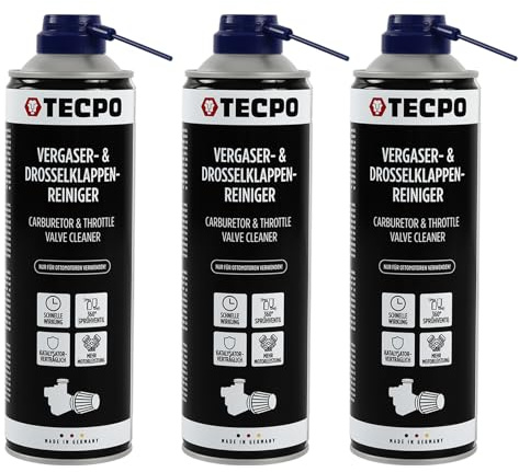 TECPO Vergaser- und Drosselklappenreiniger 3x 500ml Lösemittel AGR Ventil Reiniger Carburetor Cleaner Einspritzdüsen Düsenreiniger Ansaugreiniger