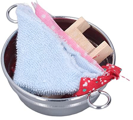Fdit Baignoire Exquise pour Maison de Poupée 1:12 avec Poignée et Planche à Laver, Excellent Accessoire pour la Scène de Maison de Poupée, Matériau Sûr pour Que Les Enfants Puissent