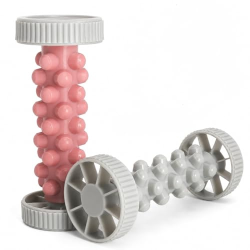 2 rouleaux de massage des pieds à picots, format compact | Masseur ergonomique pour voûte plantaire, plante, talon et mollet; idéal à la maison, au bureau et après le sport