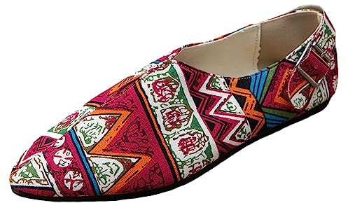 Ballerinas Women's Flat Shoes Traditional Lace Toe Low Shoes Dance Shoes Slip On Casual Shoes Classic Bridal Shoes Elegant Comfortable Airy Work Shoes Summer Fashion Sports Shoes, red, 7 UK