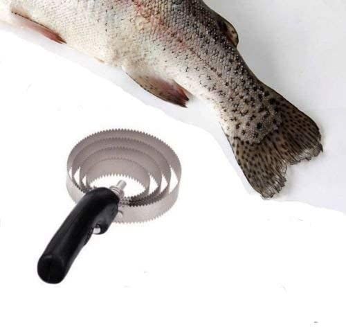 Commercial Heavy Duty Stainless Fish Scaler Scale Remover Spring Steel 4 Rings