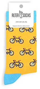 Socken berühmten Motiven, Gemälden & Personen - Unisex Mann Frau/Größe 36 – 45 / Strümpfe Socks Socke Strumpf Hipster Malerei lustig witzig (Fahrrad)