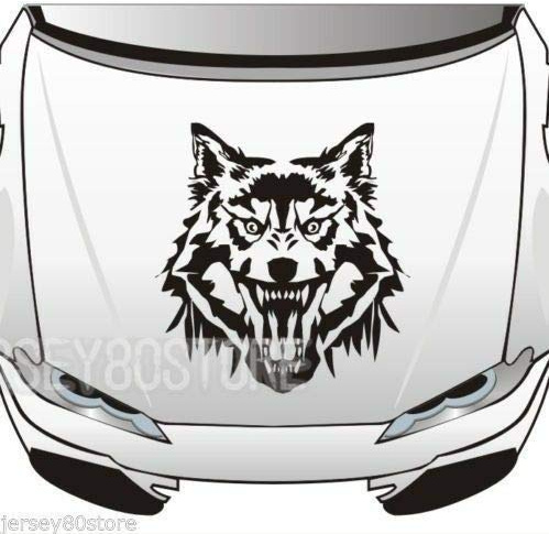 SUPERSTICKI Wolf Motorhaube 60 cm Aufkleber Autoaufkleber,Wandtattoo Profi-Qualität für Lack,Scheibe,etc.Waschanlagenfest