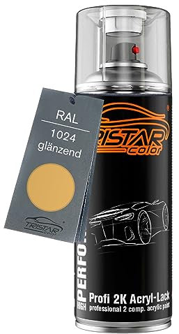 TRISTARcolor RAL 1024 Ockergelb glänzend 2K Acryl Spraydose Sprühdose Spritzlack Sprühlack 400 ml schnelltrocknend