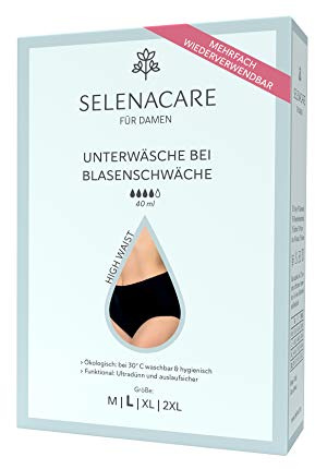 Selenacare Blasenschwäche Unterwäsche Damen - High-Waist Unterhose für leichte Inkontinenz bei erwachsenen Frauen, waschbar, 40ml Flüssigkeitsaufnahme, Größe M (36/38)