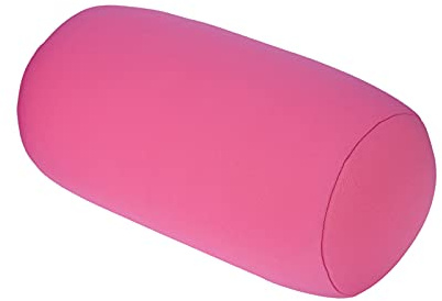 Fdit Rodillo Cervical Redondo Mini Microperla Cojín Trasero Rollo Almohada Viaje Hogar Dormir Soporte para el Cuello Cómodo(Rosa)