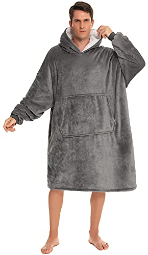 YEPLINS - Sudadera con capucha, manta con capucha, de franela, Grey-men, talla única además de su talla