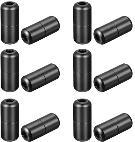 sourcing map Shoelace Locks Buckle, 8 x 18mm Aluminum Elastic No Tie Shoe lace Turnbuckle, Glossy Black 12 Pcs