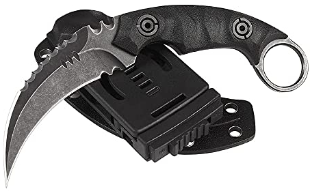 Knivedc Karambit Messer Feststehende Klinge mit Kydexscheide, 440C Stahl Full Tang, EDC Messer Outdoor Survival Messer Jagdmesser (Stein gewaschen)