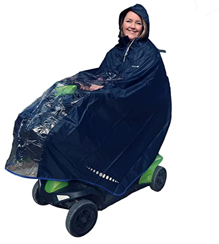 GOTITA - Wasserdichter Poncho für Elektrorollstuhl/Scooter - Rollstuhlmantel - Regencape für Elektrorollstuhl - Italienisches Design - Größe Electric/Scooter L (Marineblau)