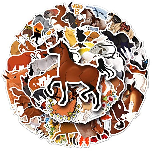Affoto Pferd Aufkleber für Laptop(50 PCS),Geschenk für Kinder Jugendliche Erwachsene Jungen,Horse Stickers Wasserdicht Vinyl Aufkleber für Scrapbook,Skateboard,Auto,Gepäck