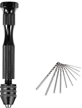 11 Pcs Hand Drill for Resin Molds Spiral Hand Drills Mini Hand Drill Kits Pin Vise Hand Drill Set Holding 0.5-2mm Bits for DIY Drilling Model Making Craft Drilling