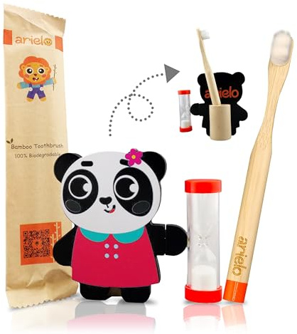Arielo Panda Toddler Toothbrush Holder with Timer - 3 MIN Timer for Autism & Sensory Kids