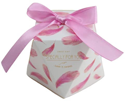 dijiusidy Geschenktüten Papier Pralinenschachtel mit Band Mehrfarbige Hochzeitsschachteln Weihnachtsduschenparty Event Verpackung Engagement, Rosa