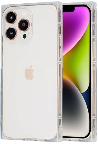 IAIYOXI Coque carrée compatible avec iPhone 15 Pro 6,1, protection complète de l'appareil photo et coins renforcés en TPU, coque fine en silicone transparent antichoc pour femmes et filles -