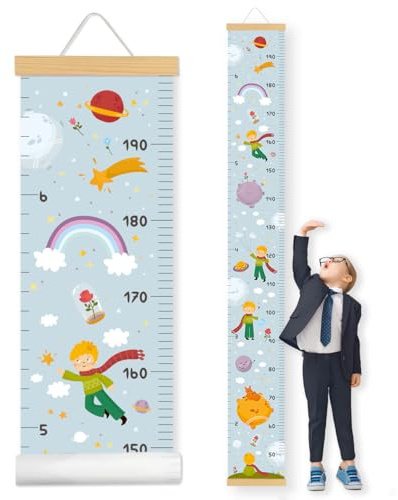 Messlatte Kinder-Wachstum Messlatte-Höhenlineal zum Aufhängen-Jungendzimmer Dekoration und Geschenke mit Junge (Hellgrau blau)160cm x 20cm
