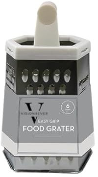 Vision4ever 6 Sided Food Grater Multi-Purpose Food Shredder with Base Cheese Grater Easy to Grate Cheese, Garlic, Ginger, Lemon, Chocolate, Vegetables (Ivory)