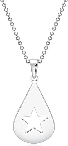 Guitar Pick Star Pendant and Ball Chain - Teardrop Stainless Steel Fashion Design Copy Gift Jewellery