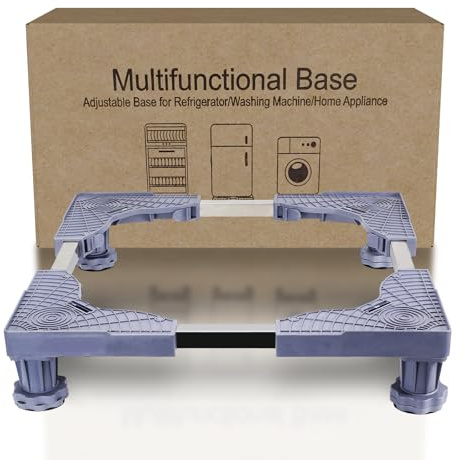 Base Regolabile per Frigorifero e Lavatrice, Supporto per Lavatrice da 43,2 cm - 61 cm con 4 Piedi Robusti per Elettrodomestici da Casa e Mobili