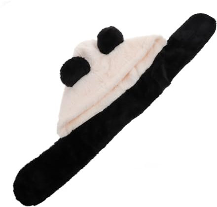 MOBUTOFU Niedliche Panda Tiermütze Aus Weichem Kunstkaninchenfell Mit Ohrenschutz Und Gekreuztem Schal Warme Wintermütze Für Frauen Und Mädchen Plüsch Halloween Kostüm Hut