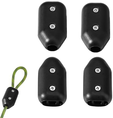 Gosknor 4pcs Rope Clamps, 3/8 Inch Plastic & Copper, 7-8mm Nylon Rope, Black, Universal Fit, Cargo Strap