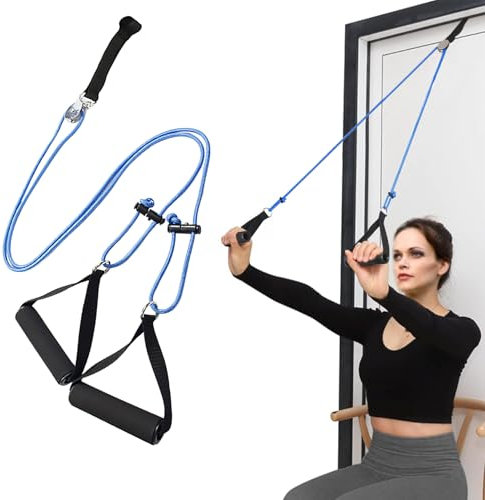 Spetsbst Appareil d'entraînement pour les épaules - Système de poulie de porte pour les exercices des épaules (bleu)