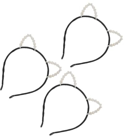 LOORGVEL 3piezas Diadema Orejas de Gato de Aleación Elegante y Cómoda para Fiestas Cosplay y Uso Diario Gemas de Imitación