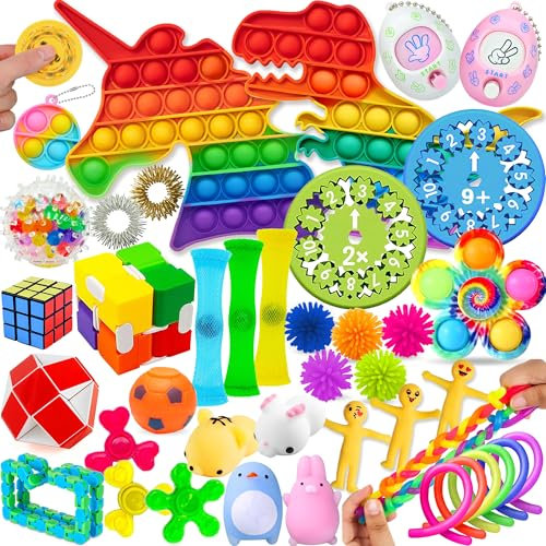 Chennyfun Stressabbau Spielzeug Set, 40Pcs Sensory Zappeln Anti Stress Toys Kit, mit Squeeze Stressbälle Sensorisches Spielzeug, Traubenbälle Fidget Toys Set für Kinder Erwachsene Autismus ADHS