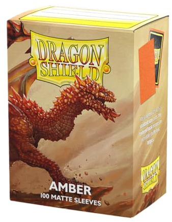 Dragon Shield | Standard Size Card Matte Sleeves | 100 CT - Smooth & Tough Premium TCG Sleeves | Compatible with Pokemon, Flesh & Blood, One Piece & Magic The Gathering | Amber