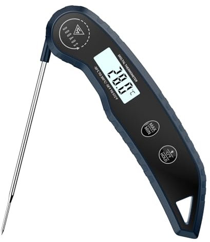‌DOQAUS Termometro Cocina Digital, Termómetros Alimentos, 3 Segundos Lectura Rápida, Precisión ±0,5℃, Pantalla LCD, Termometro Digital con Sonda para Carne, BBQ, Horno, Aceite, Agua(Azul)