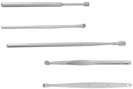 WRITWAA 5pcs Carbon Steel Wax Remover Ear Pick Scoop Set Stainless Steel Wax Cleaner Tool for Safe Earwax Cleaning at Home