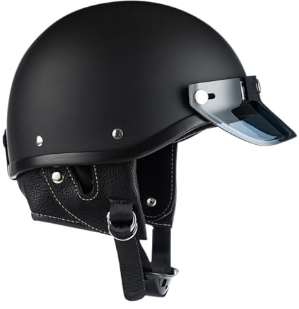 qixeuoa Casque de moto demi-coque - Casque de moto pour homme - Système de ventilation - Pare-soleil pour trajets - Chantier - Cyclisme - Skateboard