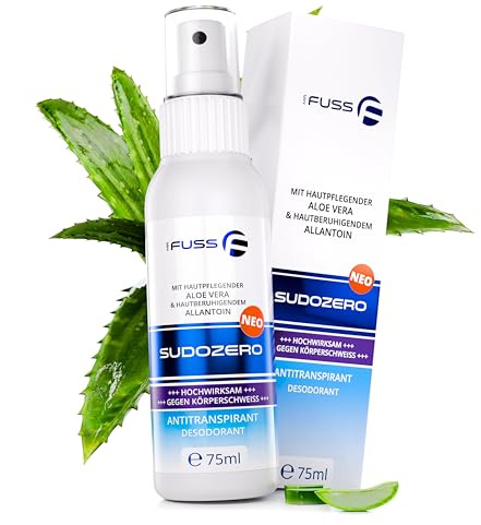 Mr. Fuss Sudozero Neo, Antitranspirant, Fußpflege, Fussdeo, Fußspray, Antiperspirant 75 ml, Fussdeo Schweissfüsse Extra Stark, Ohne Duftstoffe