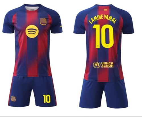 Soccer Jersey Boys, 2025/2026 Barca Home Lamine Yamal #10 Soccer Jersey with Short Set Youth Sizes (Baby Girls, Blue, 13-14 Years)