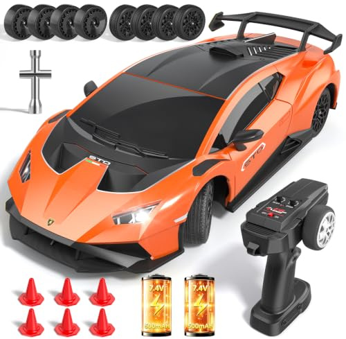 Lamborghini Ferngesteuertes Auto ab 6-12 Jahre, 1:18 RC Drift Auto 35KM/H | 4WD Vollproportionale Drosselklappe, Einstellbare Geschwindigkeit und Lenkwinkel, Spielzeug Geschenke Jungen 6 7 8 9 10 11 12