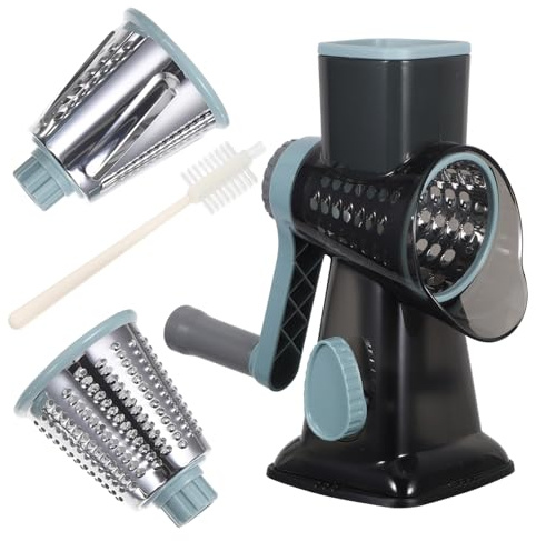 TOYANDONA Ralladora De Queso Rotatoria Con Base Antideslizante Cuchillas De Repuesto Para Patatas Nueces y Verduras Para Cocina Rápida y Fácil